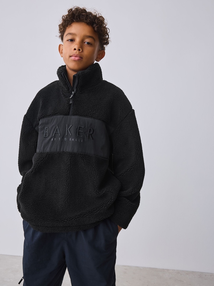 Baker by Ted Baker Borg Zip Through Black Fleece - Image 2 of 9 Baker by Ted Baker Borg Zip Through Black Fleece - Image 2 of 9