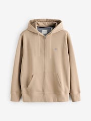 Beige - GANT Regular Fit Shield Zip Up Hoodie - Image 1 of 1