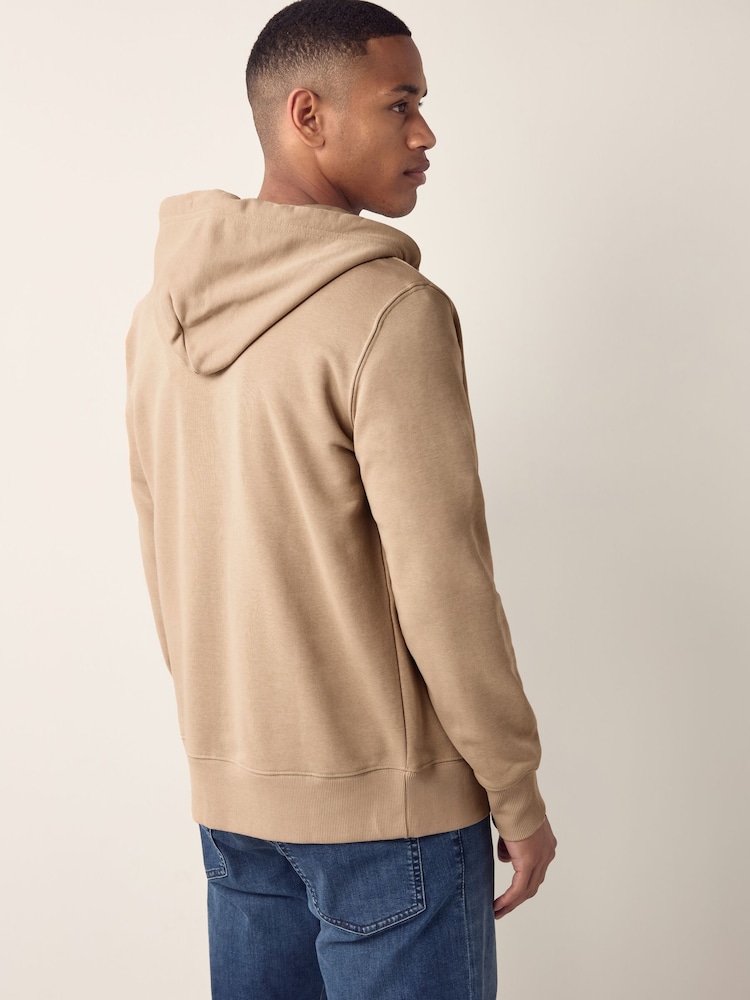 Beige - Gant Kapuzenjacke mit Reißverschluss und Shield-Logo - Bild 2 von 4
