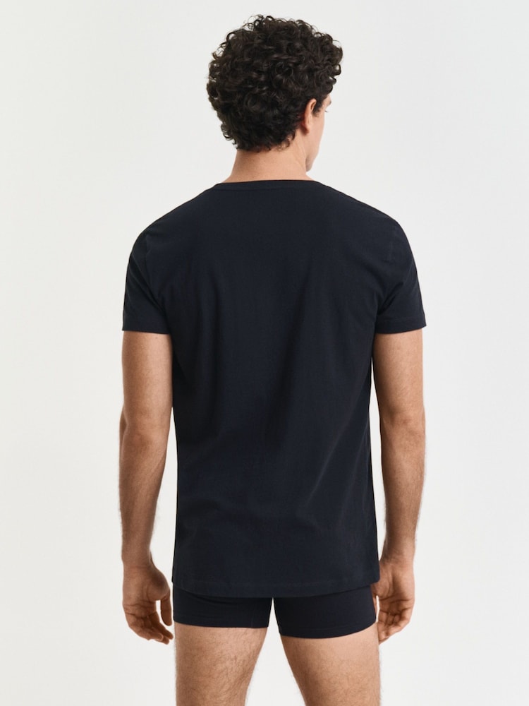GANT Black Crew Neck 100% Cotton T-Shirts 2 Pack - Image 2 of 4