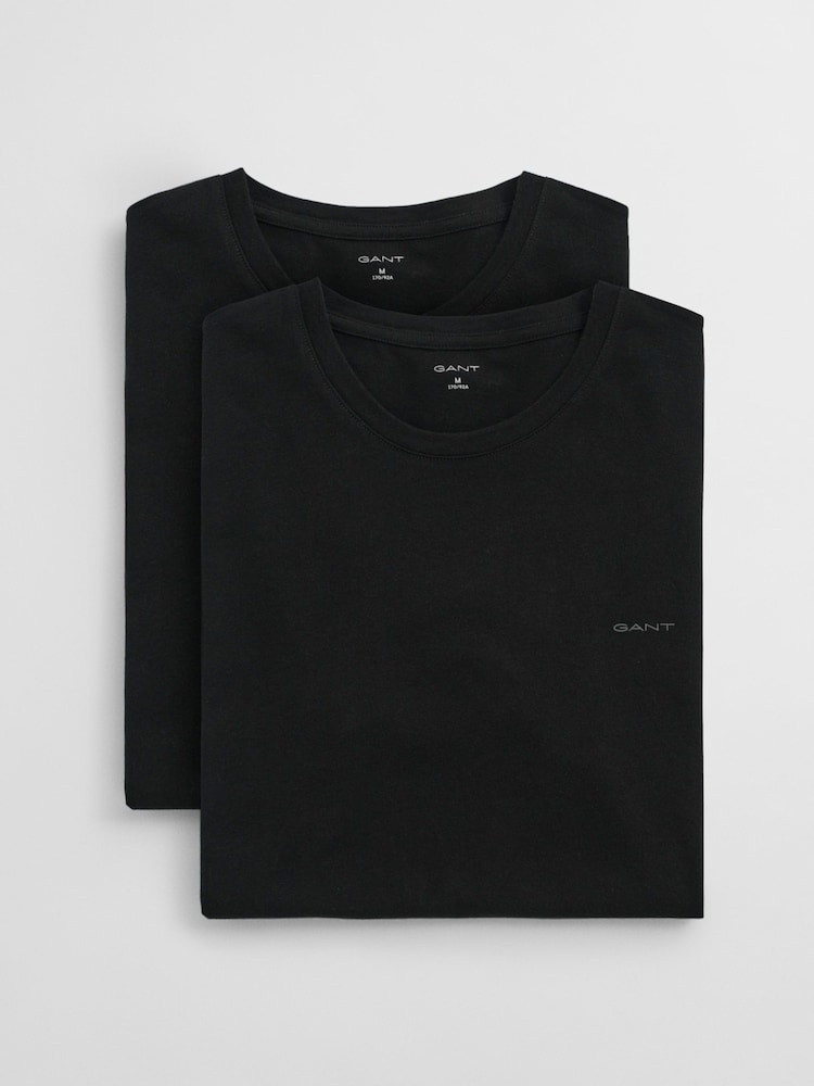 GANT Black Crew Neck 100% Cotton T-Shirts 2 Pack - Image 4 of 4