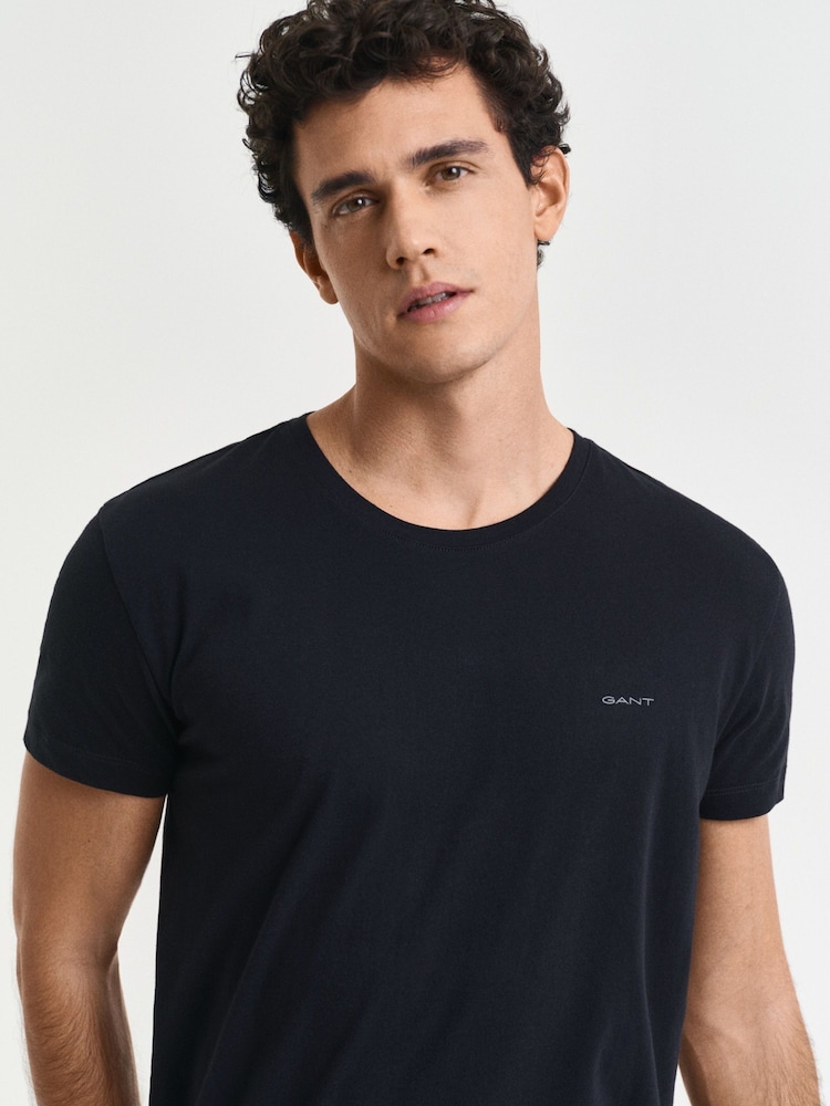GANT Black Crew Neck 100% Cotton T-Shirts 2 Pack - Image 4 of 4 GANT Black Crew Neck 100% Cotton T-Shirts 2 Pack - Image 4 of 4