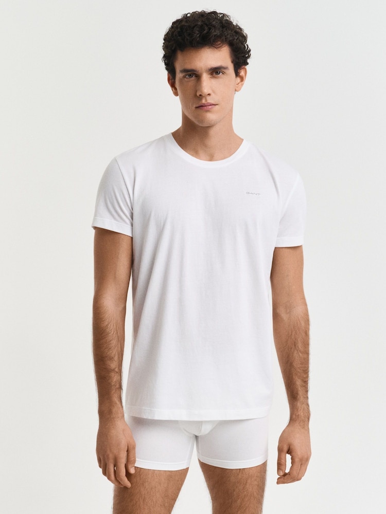 GANT White Crew Neck 100% Cotton  T-Shirt 2 Pack - Image 2 of 4