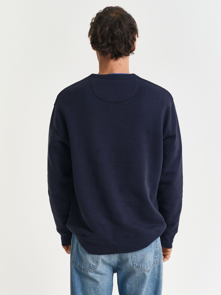GANT Blue Crew Neck Graphic Jumper - Image 3 of 4
