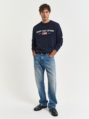GANT Blue Crew Neck Graphic Jumper - Image 4 of 4
