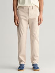 Бежевый - GANT Slim Fit Twill Trousers - Image 1 of 8