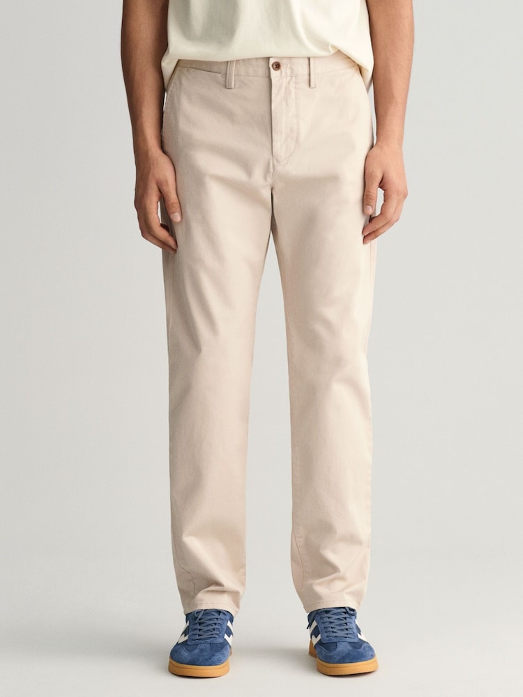Бежевый - GANT Slim Fit Twill Trousers - Image 1 of 8