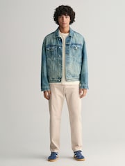 Бежевый - GANT Slim Fit Twill Trousers - Image 3 of 8