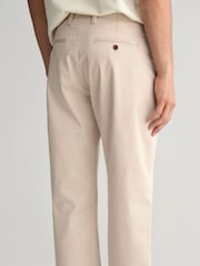 Бежевый - GANT Slim Fit Twill Trousers - Image 5 of 8