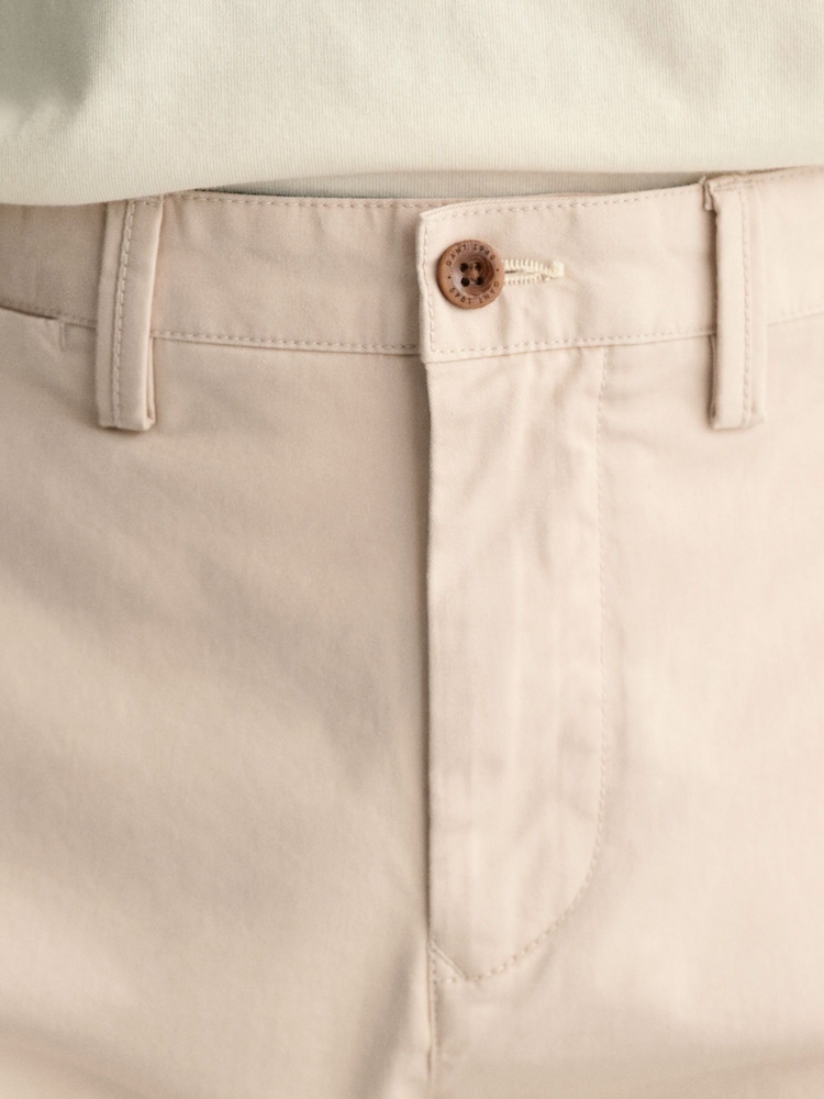 GANT Beige Slim Fit Twill Trousers - Image 6 of 8