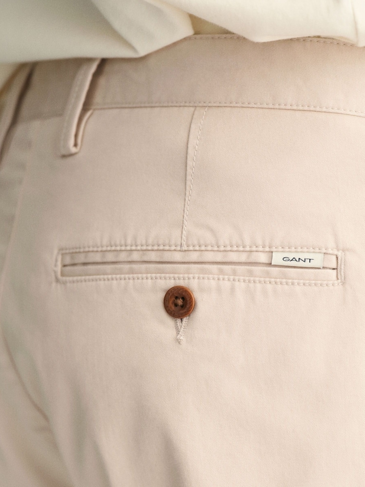 GANT Beige Slim Fit Twill Trousers - Image 7 of 8