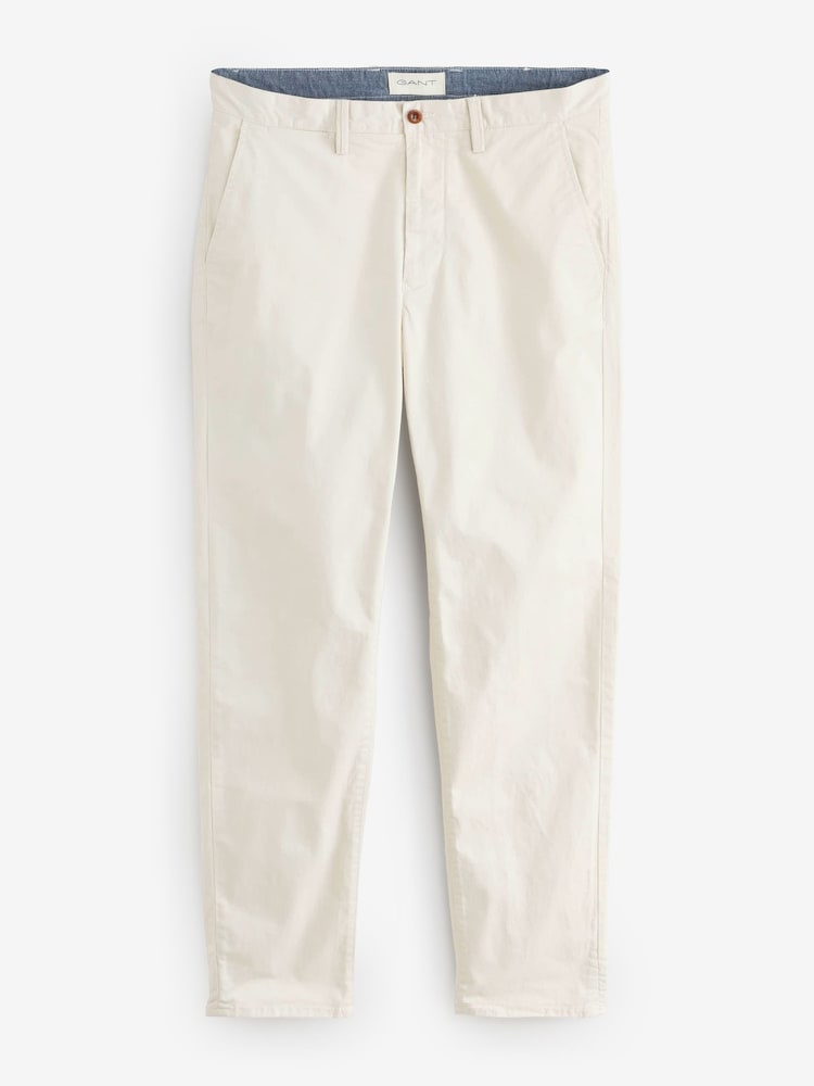 Бежевый - GANT Slim Fit Twill Trousers - Image 8 of 8