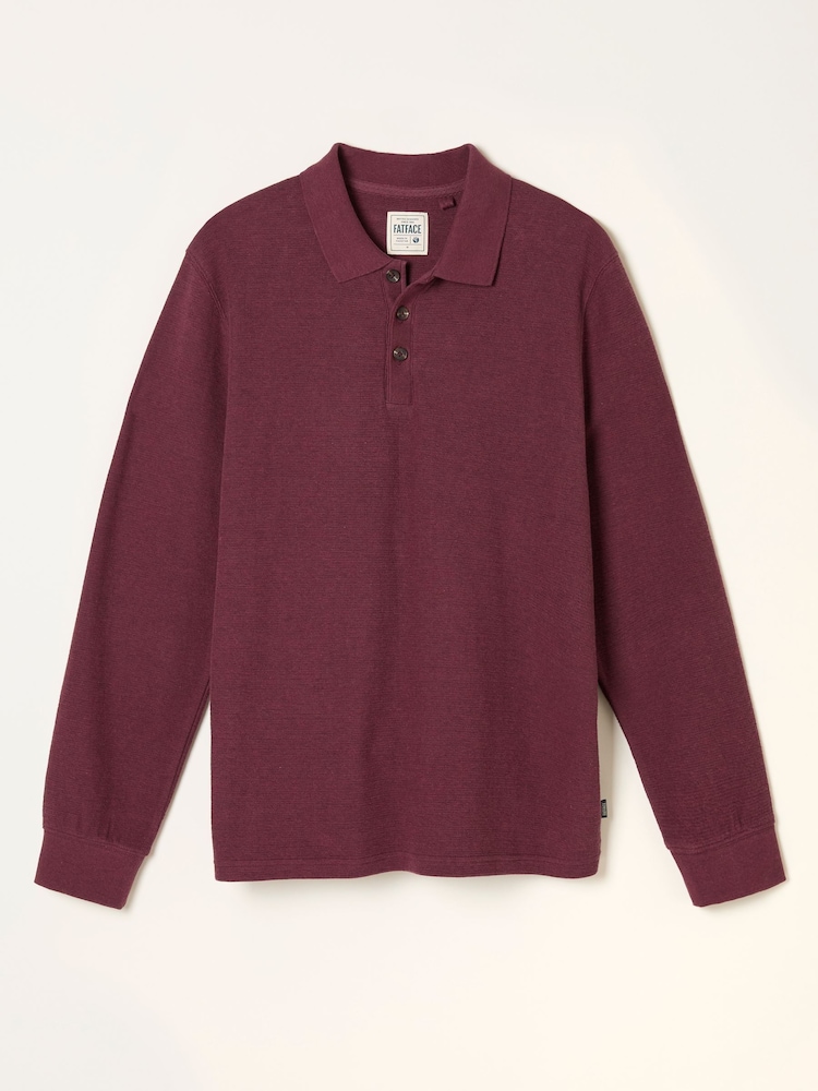 FatFace Shawford Claret Long Sleeve Polo - Image 1 of 1 FatFace Shawford Claret Long Sleeve Polo - Image 1 of 1
