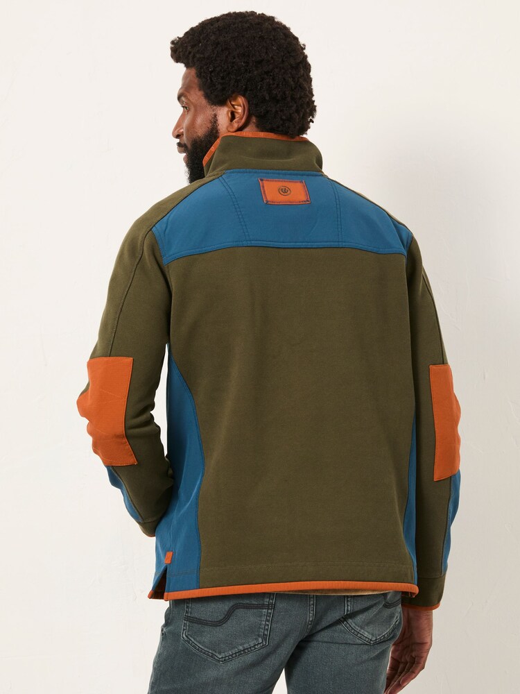 FatFace Airlie Khaki Green Hybrid Half Zip Sweat - Image 2 of 6 FatFace Airlie Khaki Green Hybrid Half Zip Sweat - Image 2 of 6