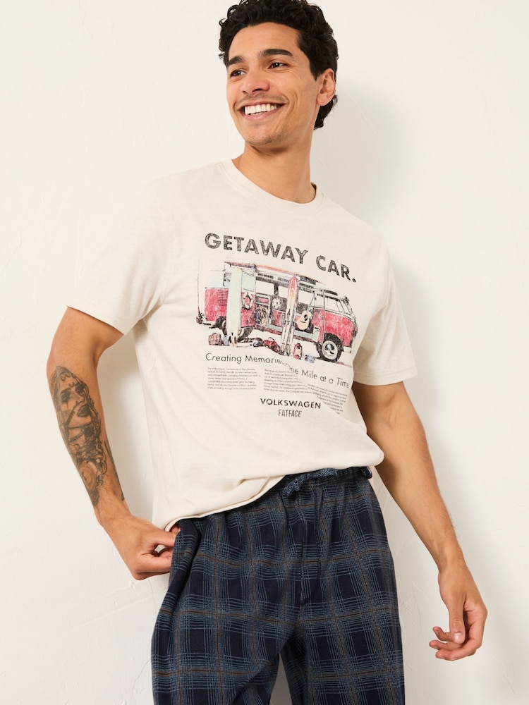 FatFace Natural VW Getaway Car Graphic T-Shirt - Image 1 of 5