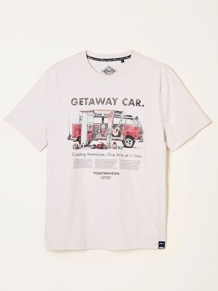 FatFace Natural VW Getaway Car Graphic T-Shirt - Image 5 of 5