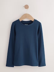 Navy/White Stripe Long Sleeve Ribbed Tops 3 Pack (3-16yrs) - Image 3 of 10