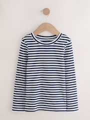 Navy/White Stripe Long Sleeve Ribbed Tops 3 Pack (3-16yrs) - Image 4 of 10