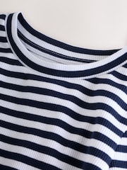 Navy/White Stripe Long Sleeve Ribbed Tops 3 Pack (3-16yrs) - Image 7 of 10
