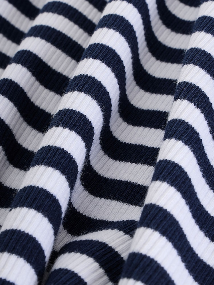 Navy/White Stripe Long Sleeve Ribbed Tops 3 Pack (3-16yrs) - Image 9 of 9