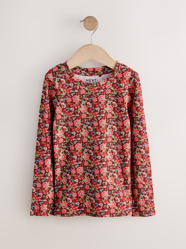 Floral Ribbed Long Sleeve Tops 5 Pack (3-16yrs) - Image 2 of 9 Floral Ribbed Long Sleeve Tops 5 Pack (3-16yrs) - Image 2 of 9
