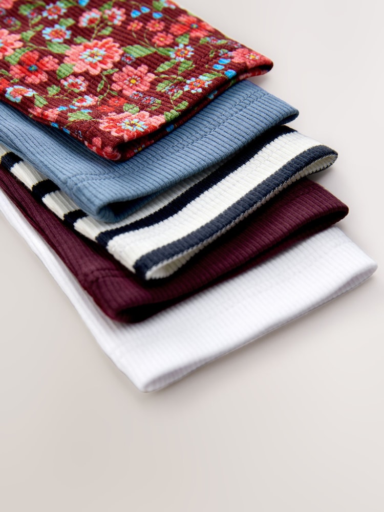 Floral Ribbed Long Sleeve Tops 5 Pack (3-16yrs) - Image 9 of 9 Floral Ribbed Long Sleeve Tops 5 Pack (3-16yrs) - Image 9 of 9