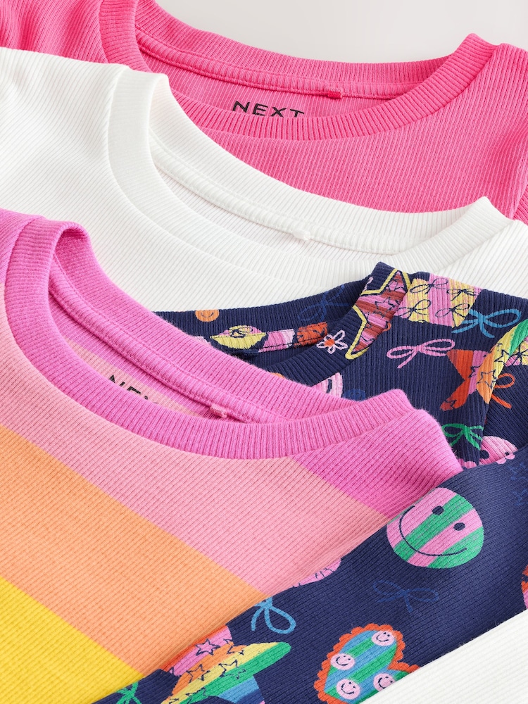 Multi Bright Long Sleeve Ribbed T-Shirts 4 Pack (3-16yrs) - Image 8 of 8 Multi Bright Long Sleeve Ribbed T-Shirts 4 Pack (3-16yrs) - Image 8 of 8