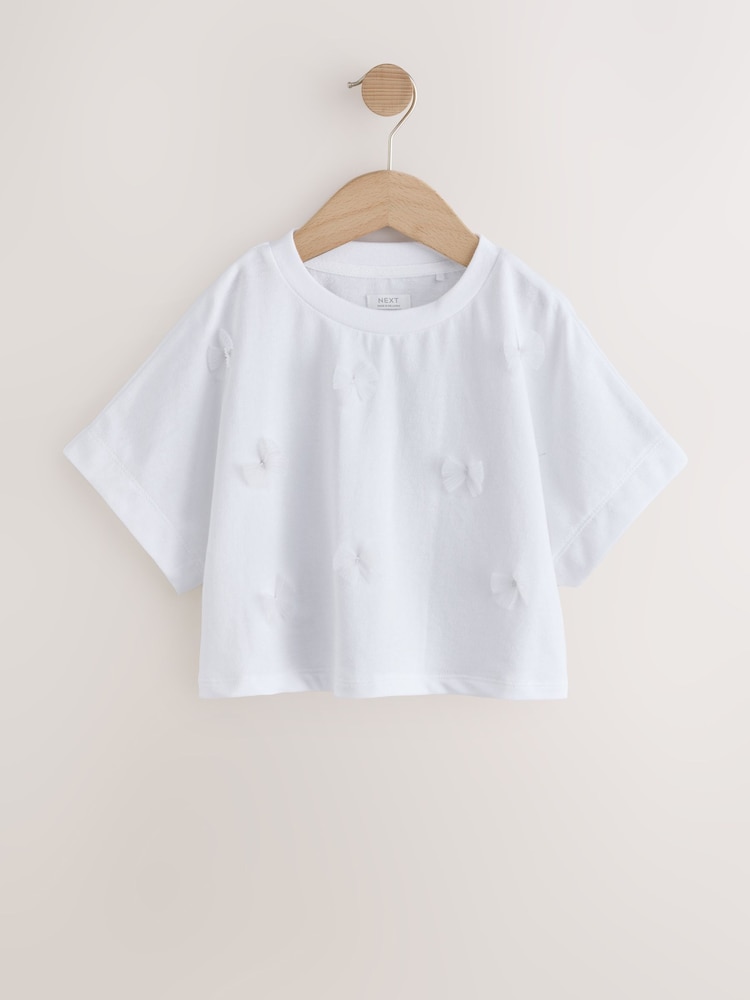 Mauve/White Boxy Bows T-Shirts 2 Pack (3-16yrs) - Image 2 of 6