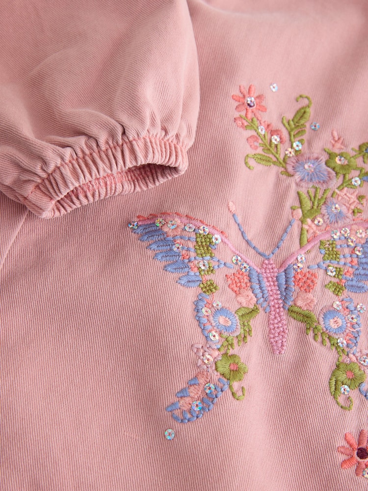 Pink Butterfly Embroidery Shirt Dress (3mths-8yrs) - Image 8 of 8 Pink Butterfly Embroidery Shirt Dress (3mths-8yrs) - Image 8 of 8
