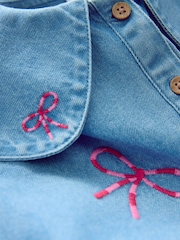 Bow Embroidered Denim Collar Dress (3mths-8yrs) - Image 8 of 9