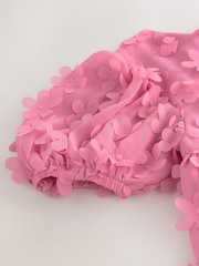 Pink Short Sleeve 3D Flowers Dress (3mths-8yrs) - Image 4 of 5