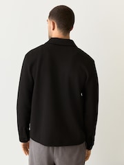 Black Diagonal Texture Jersey Shacket - Image 3 of 9