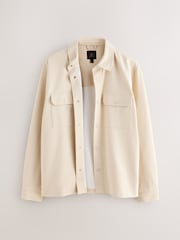 Ecru White Jersey Twill Popper Shacket - Image 6 of 8