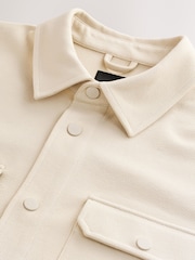 Ecru White Jersey Twill Popper Shacket - Image 8 of 8