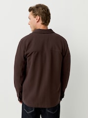 Chocolate Brown Jersey Twill Popper Shacket - Image 2 of 9