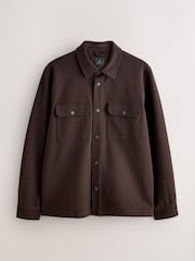Chocolate Brown Jersey Twill Popper Shacket - Image 6 of 9