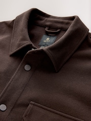 Chocolate Brown Jersey Twill Popper Shacket - Image 8 of 9