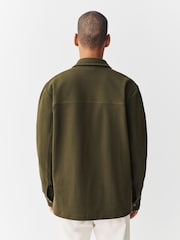 Khaki Green Jersey Twill Popper Shacket - Image 2 of 8