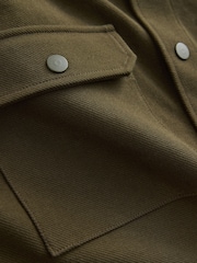 Khaki Green Jersey Twill Popper Shacket - Image 7 of 8