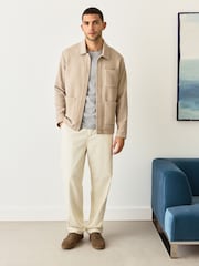 Neutral Brown Diagonal Texture Jersey Shacket - Image 2 of 5