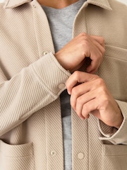 Neutral Brown Diagonal Texture Jersey Shacket - Image 5 of 5