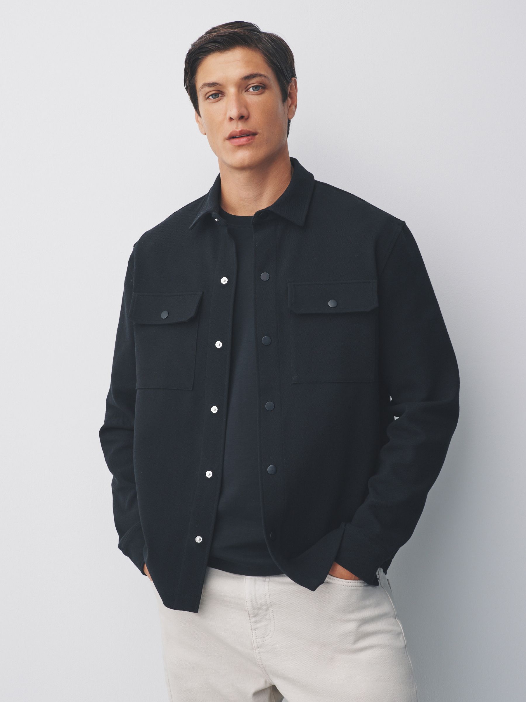 Buy Black Jersey Twill Popper Shacket from Next South Africa