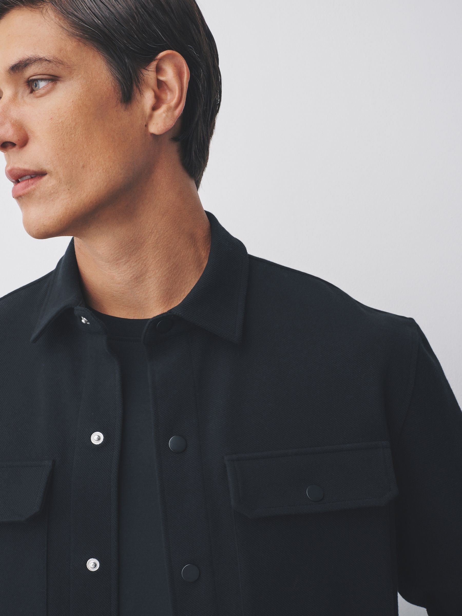 Buy Black Jersey Twill Popper Shacket from Next South Africa
