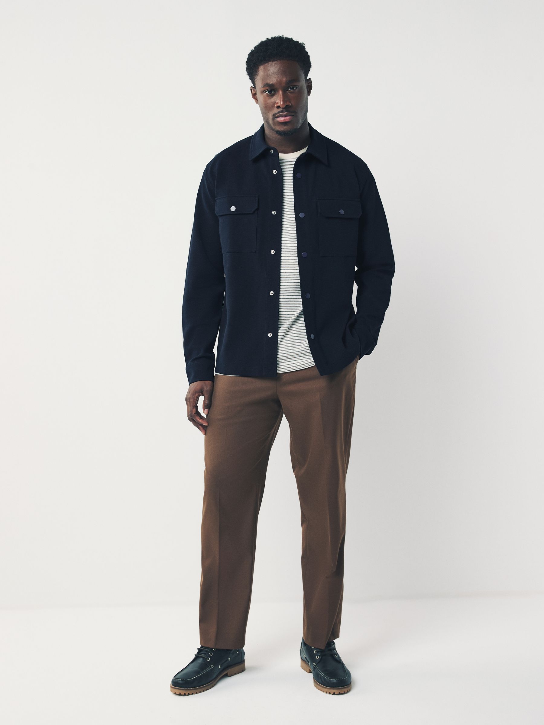 Buy Navy Blue Jersey Twill Popper Shacket from Next USA