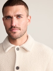 Ecru White Regular Fit Signature 100% Merino Wool Collared Cardigan - Image 4 of 8