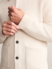 Ecru White Regular Fit Signature 100% Merino Wool Collared Cardigan - Image 5 of 8