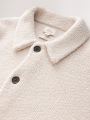 Ecru White Regular Fit Signature 100% Merino Wool Collared Cardigan - Image 7 of 8