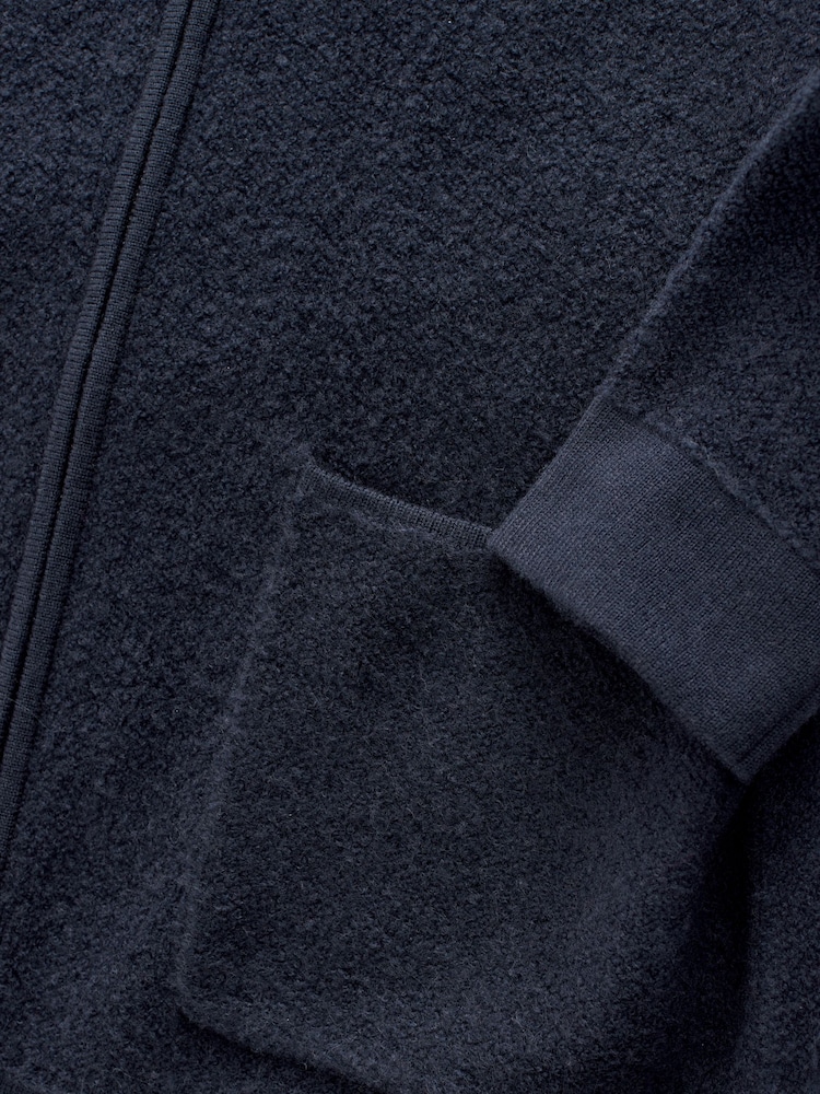 Navy Blue Regular Fit Signature Boiled Wool Blend Collared Zip Through Cardigan - Image 8 of 8 Navy Blue Regular Fit Signature Boiled Wool Blend Collared Zip Through Cardigan - Image 8 of 8