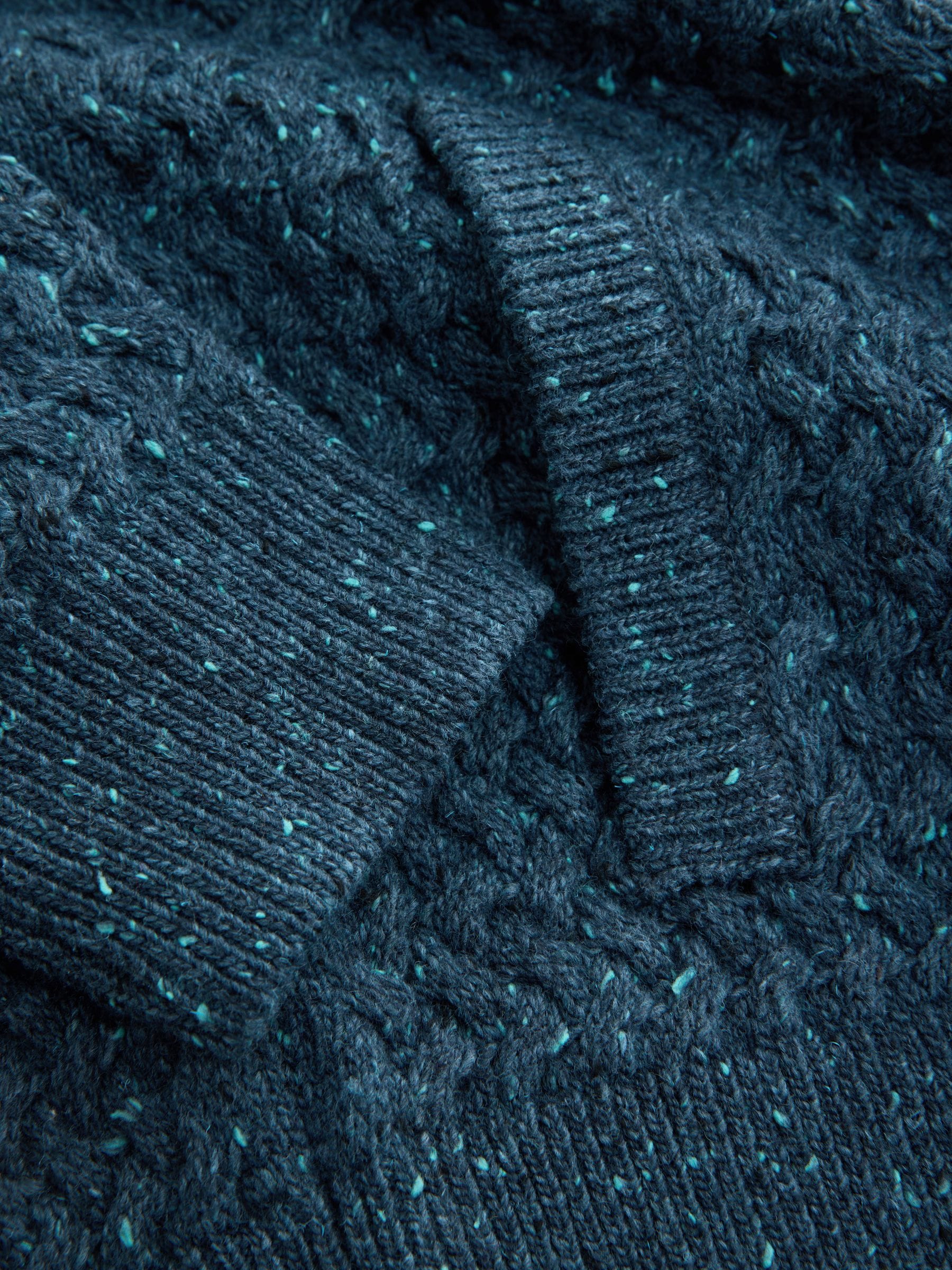 Buy Denim Blue Relaxed Fit Neppy Cable Double Zip Through Shawl
