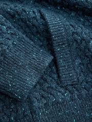 Azul jeans - Cardigã regular com zíper frontal e tranças em lã. - Imagem 7 de 8